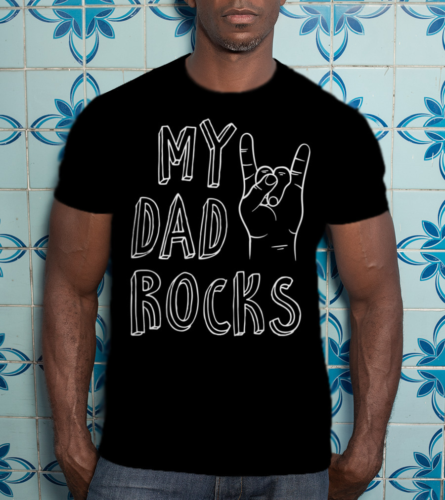 My Dad ROCKS Kids Premium Hand Gesture T-Shirt