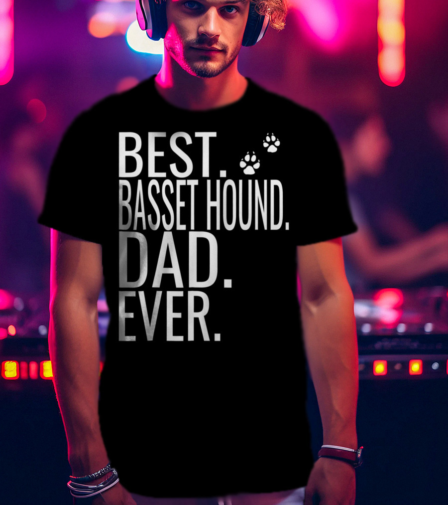 Best Basset Hound Dad Ever Mens Dog Paw Prints T-Shirt