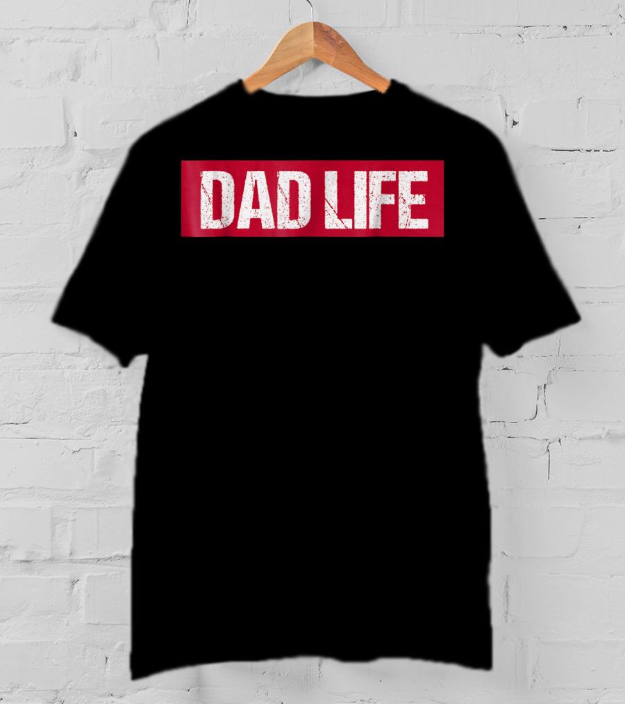 Mens Dad Life Red Block Text T-Shirt
