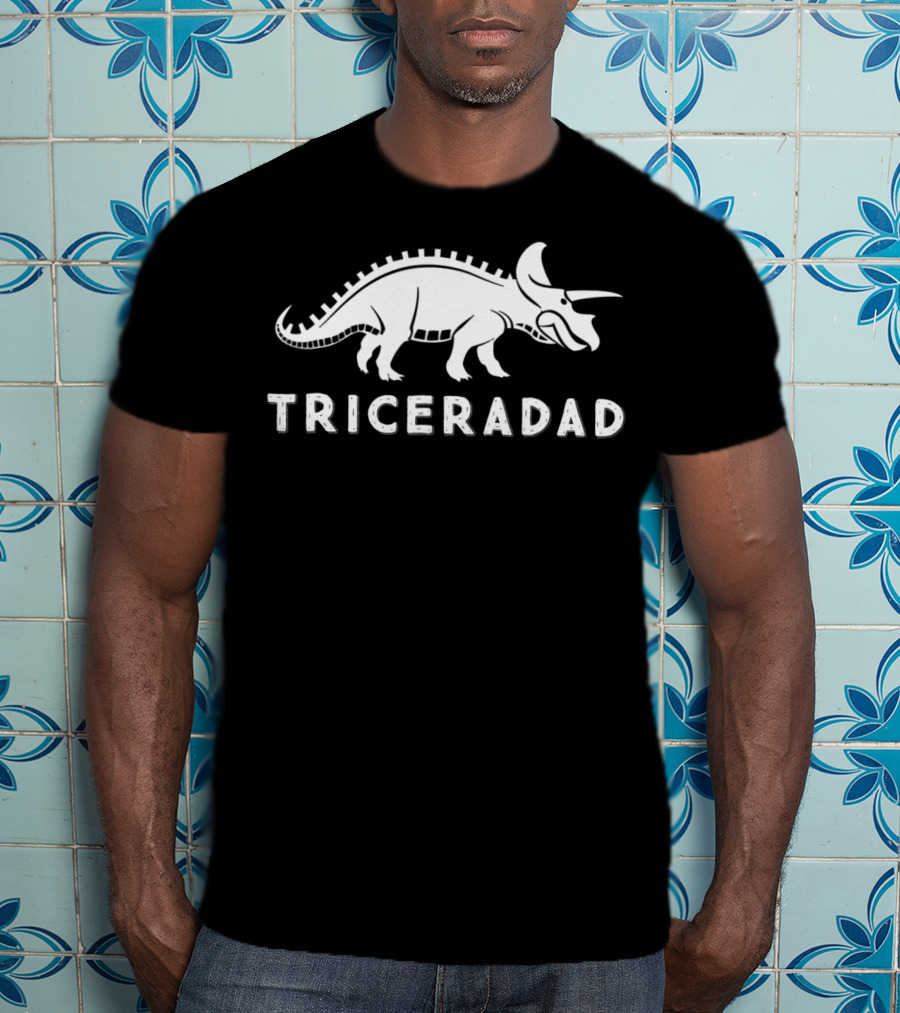 Triceradad Mens Dad Triceratops Funny Dinosaur T-Shirt