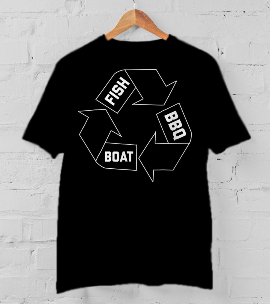 Fish Boat BBQ Dad Grill Sailing20 Recycle T-Shirt