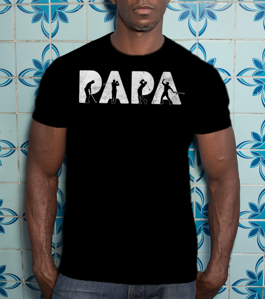 Papa Golf Silhouette Design For Men's Funny Dad T-Shirt