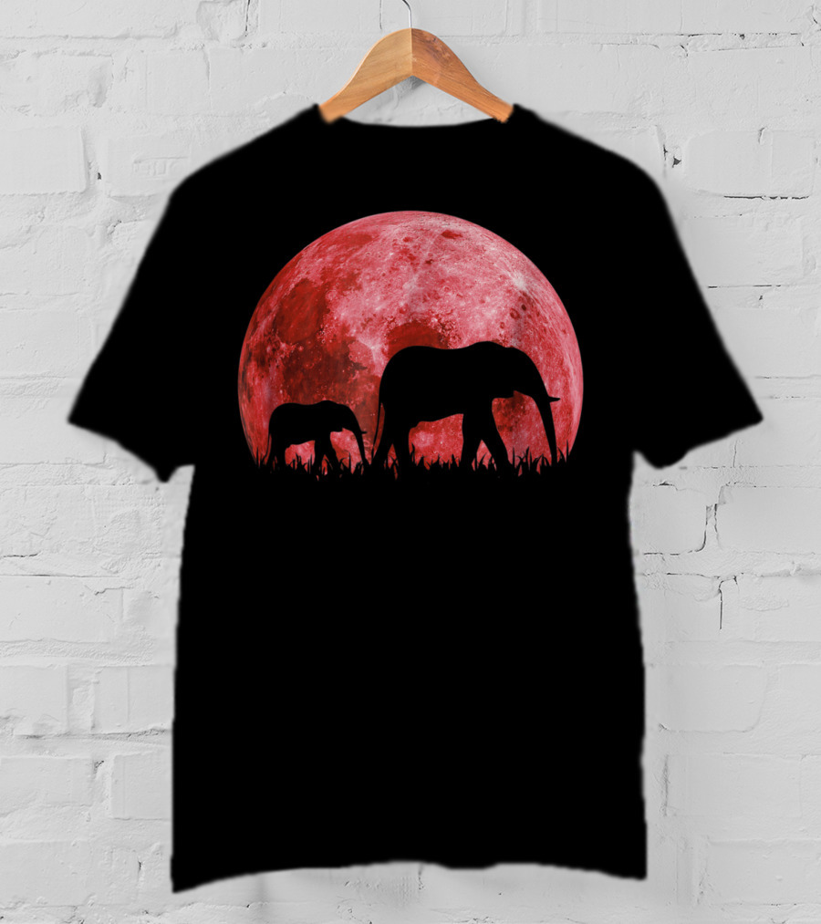 Africa Elephant Moon Safari Animal Map Dad Te42 T-Shirt