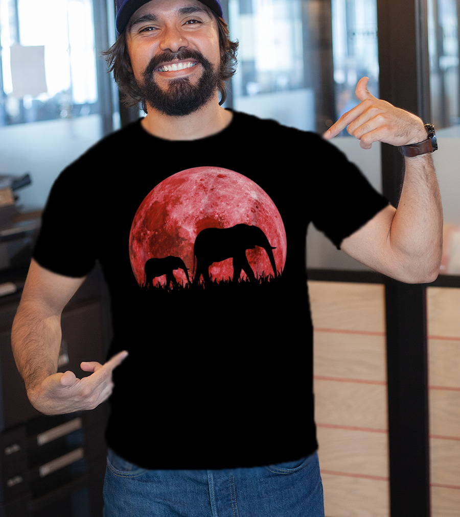 Africa Elephant Moon Safari Animal Map Dad Te42 T-Shirt
