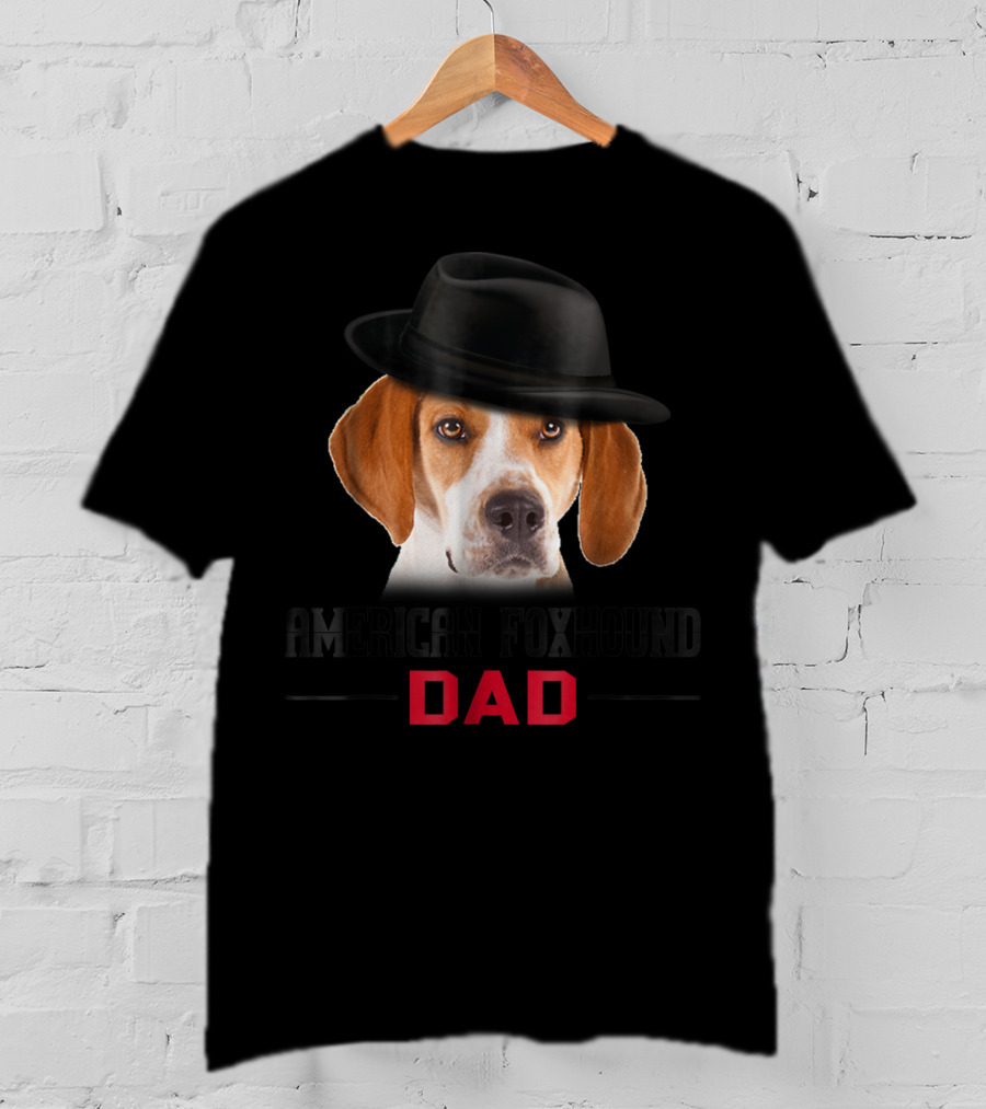 American Foxhound Dad With Stylish Hat Dog Lovers T-Shirt