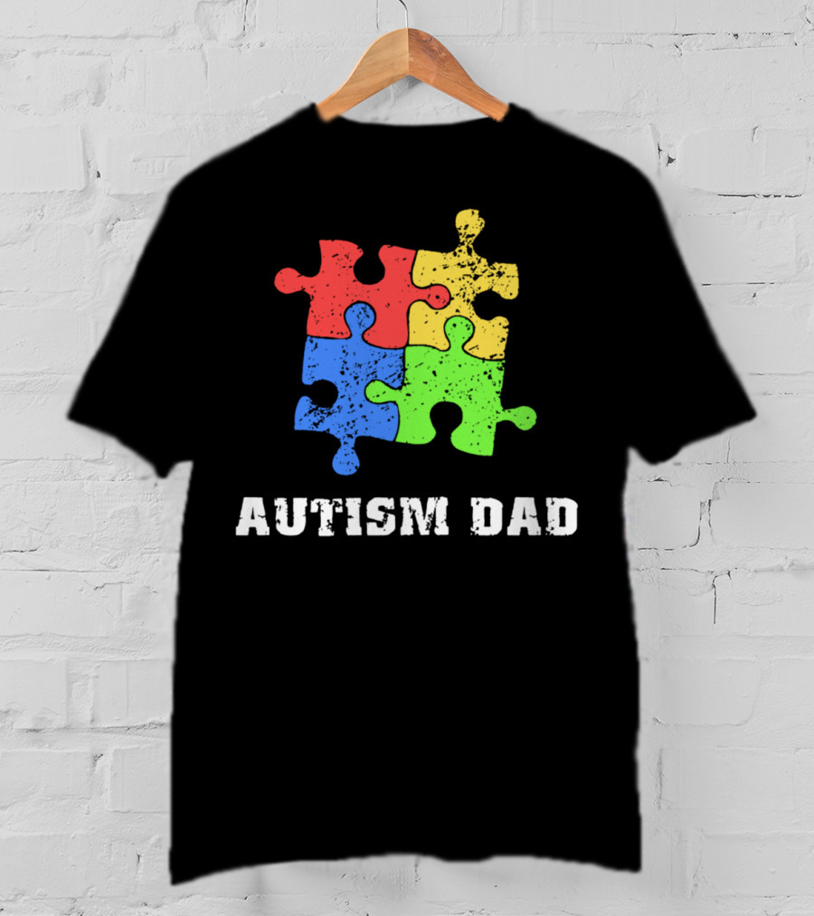 Autism Dad Puzzle Piece Support Educate Love Tee99 T-Shirt
