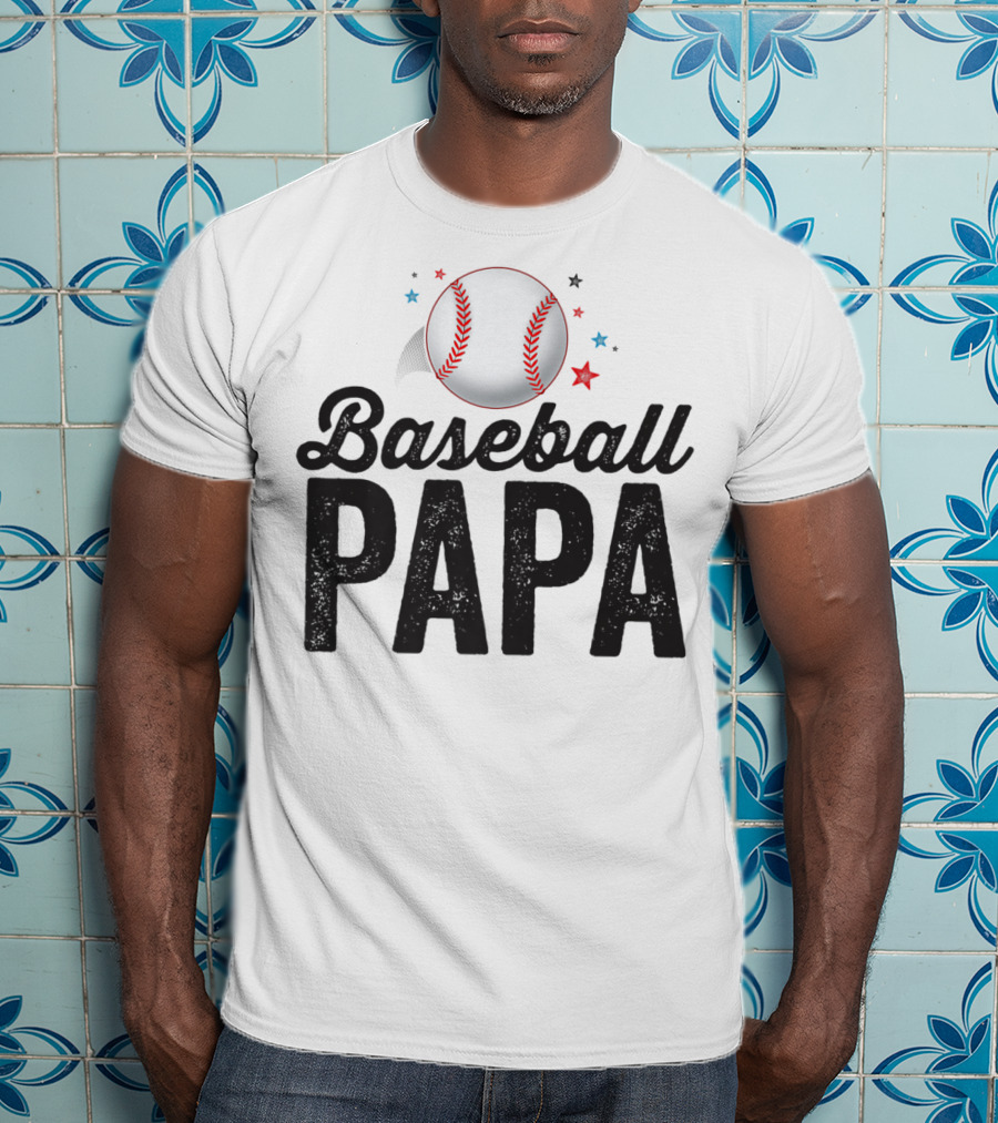 Baseball Papa Dad Father Grandpa Coach T-Shirt