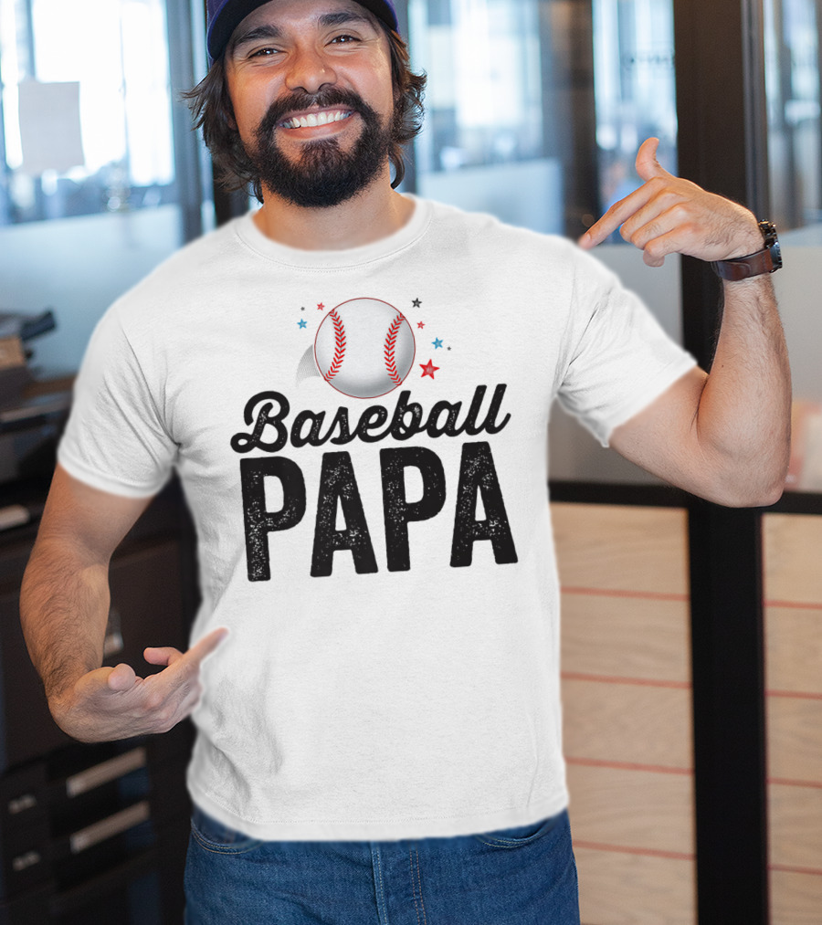 Baseball Papa Dad Father Grandpa Coach T-Shirt