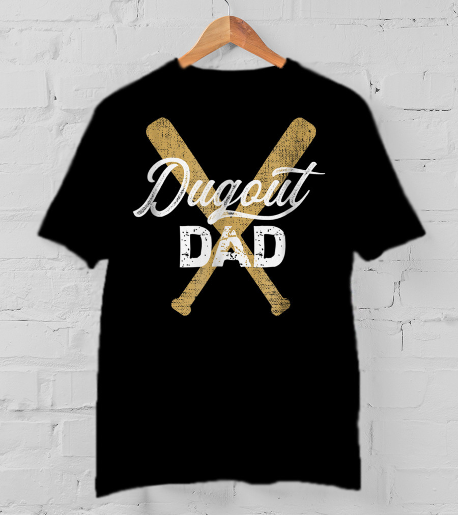 Dugout Dad Baseball Crossed Bats T-Shirt