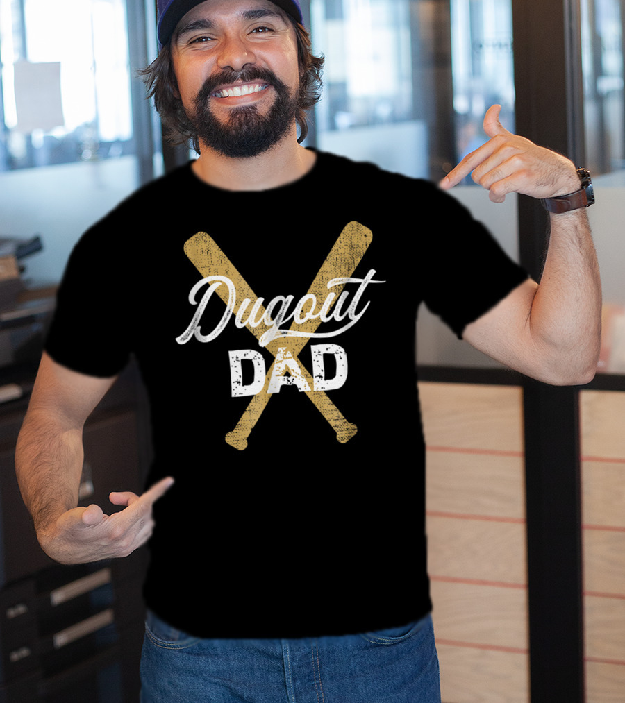 Dugout Dad Baseball Crossed Bats T-Shirt