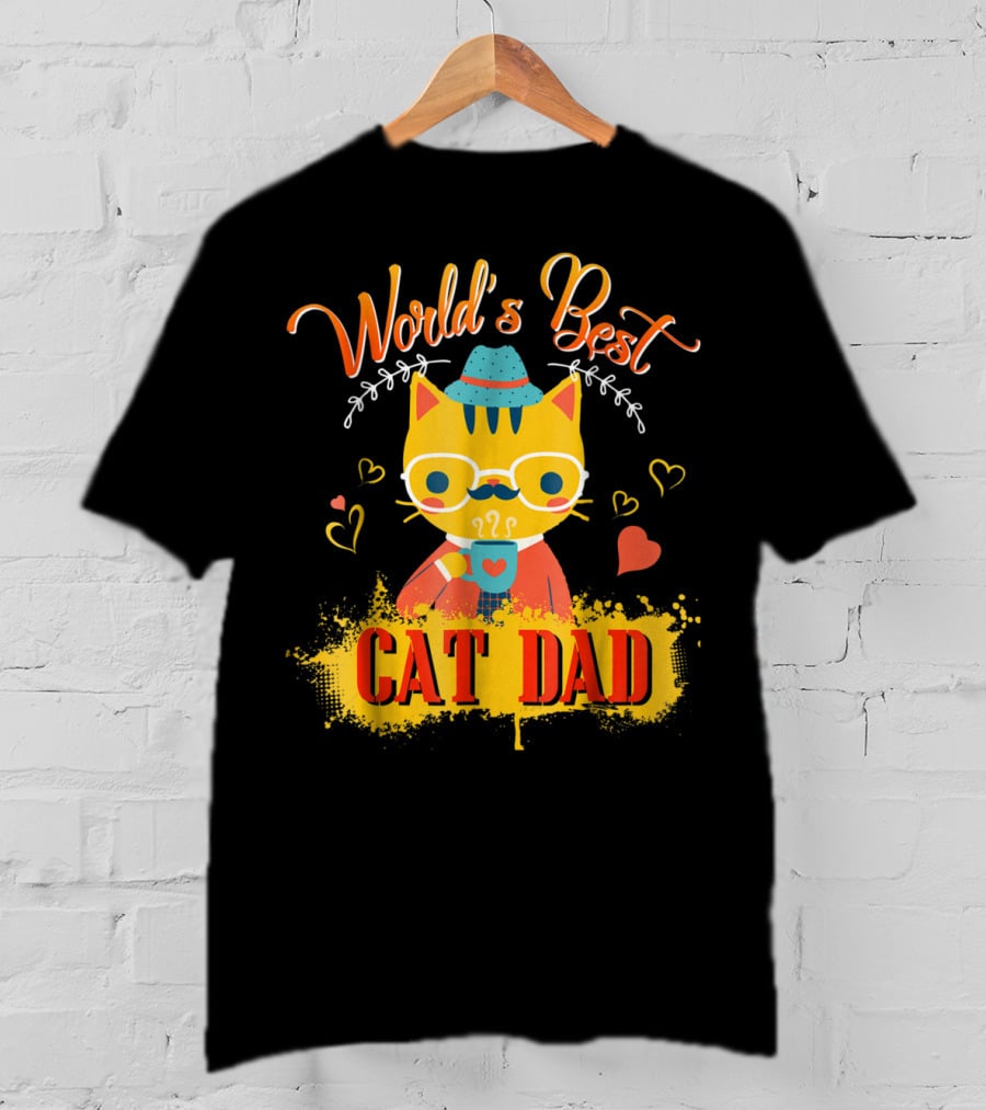 World's Best Cat Dad Cat Lover Funny Best Cat Dad T-Shirt