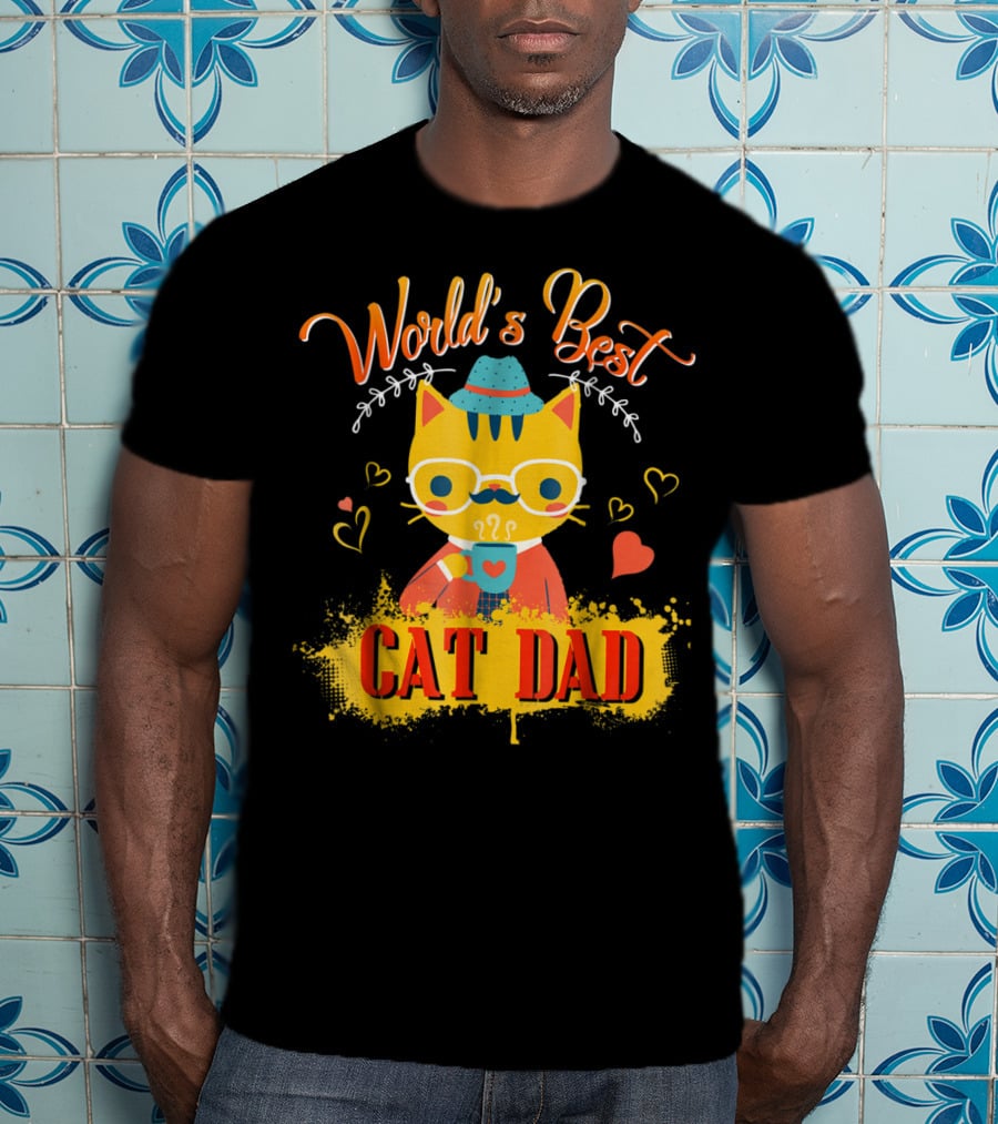 World's Best Cat Dad Cat Lover Funny Best Cat Dad T-Shirt