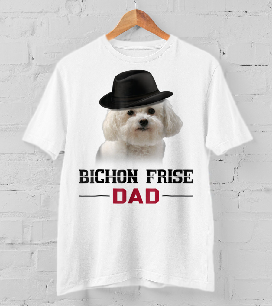 Bichon Frise Dad Puppy Wearing Fedora T-Shirt