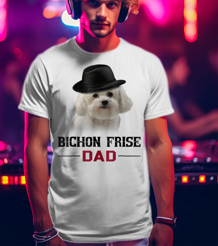 Bichon Frise Dad Puppy Wearing Fedora T-Shirt