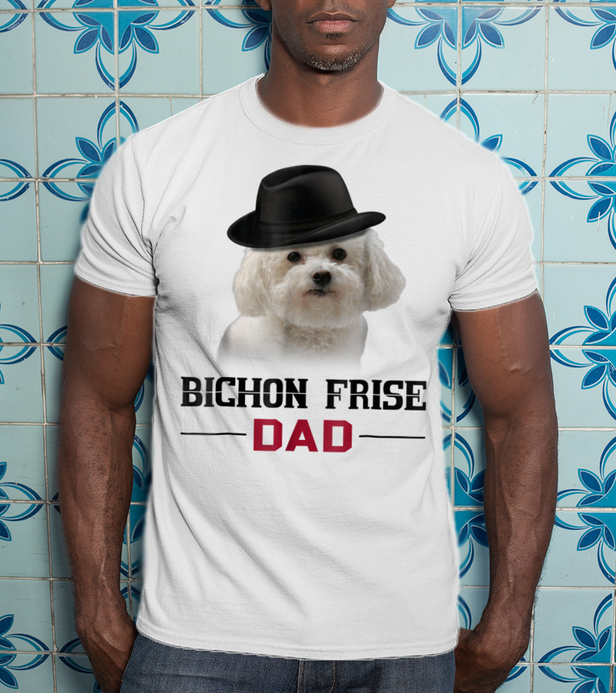 Bichon Frise Dad Puppy Wearing Fedora T-Shirt
