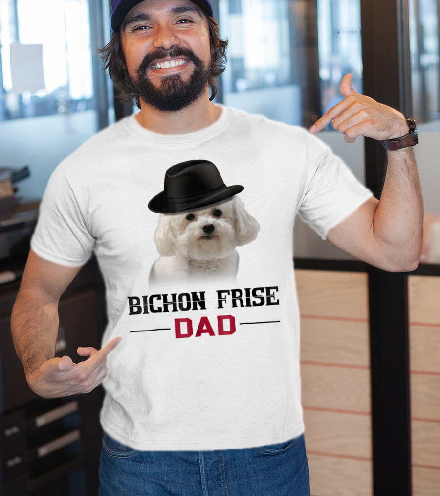 Bichon Frise Dad Puppy Wearing Fedora T-Shirt