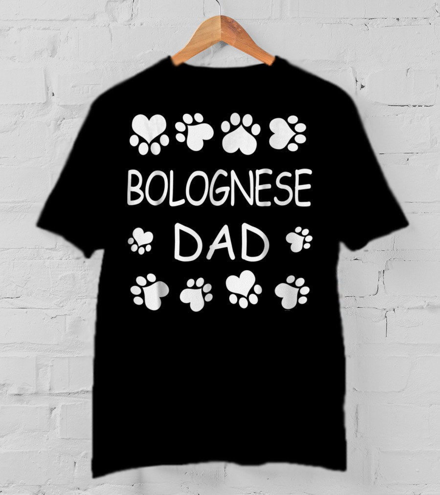Bolognese Dad Heart And Paw Print Christmas Birthday Gift T-Shirt