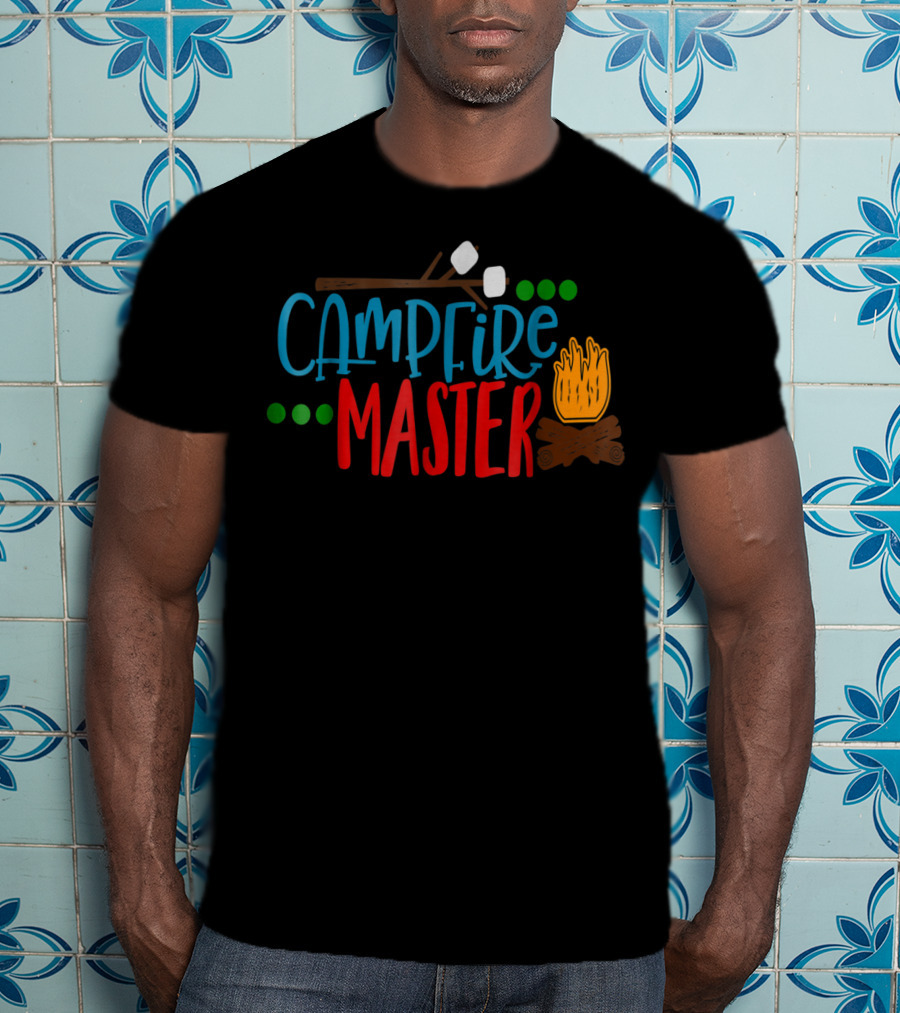 Campfire Master Marshmallows Bonfire Husband Dad Camping S'mores Bonfire80 T-Shirt