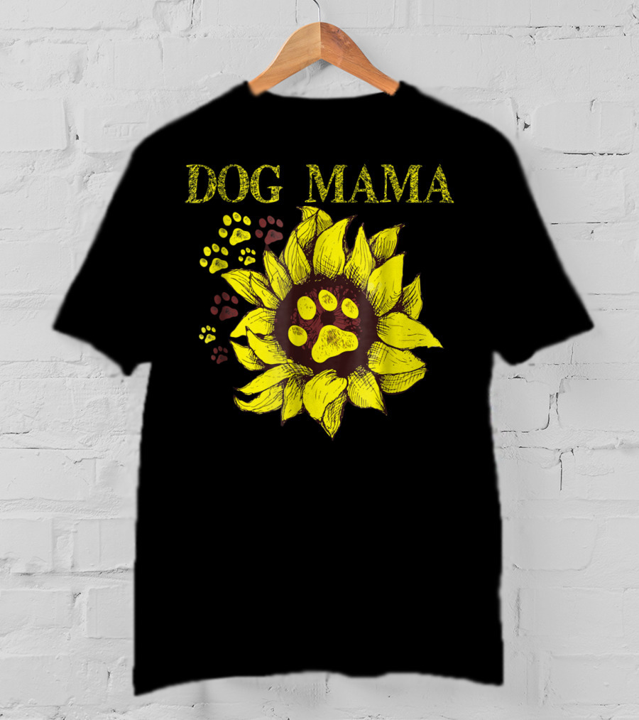 Dog Mama Sunflower Paw Prints T-Shirt