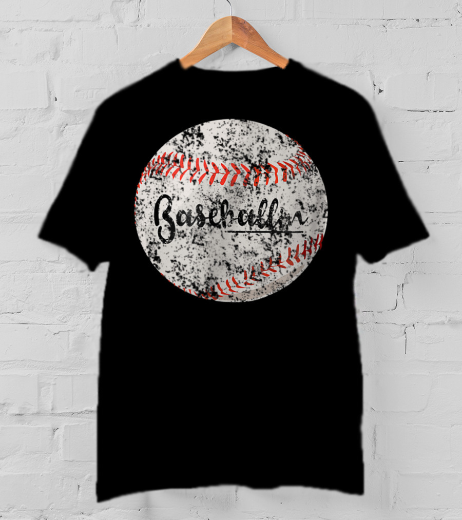 Baseballin Funny Baseball Player Grunge Baseball T-Shirt