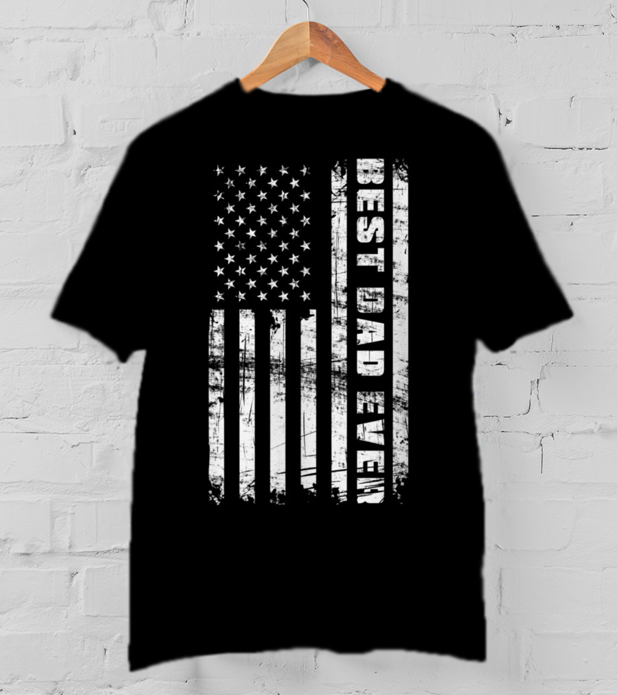 Best Dad Ever American Flag Grunge T-Shirt