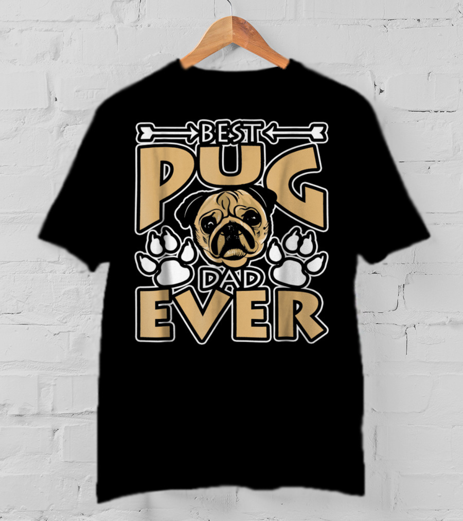 Best Pug Dad Ever With Paw Prints And Dog Bone Elements T-Shirt