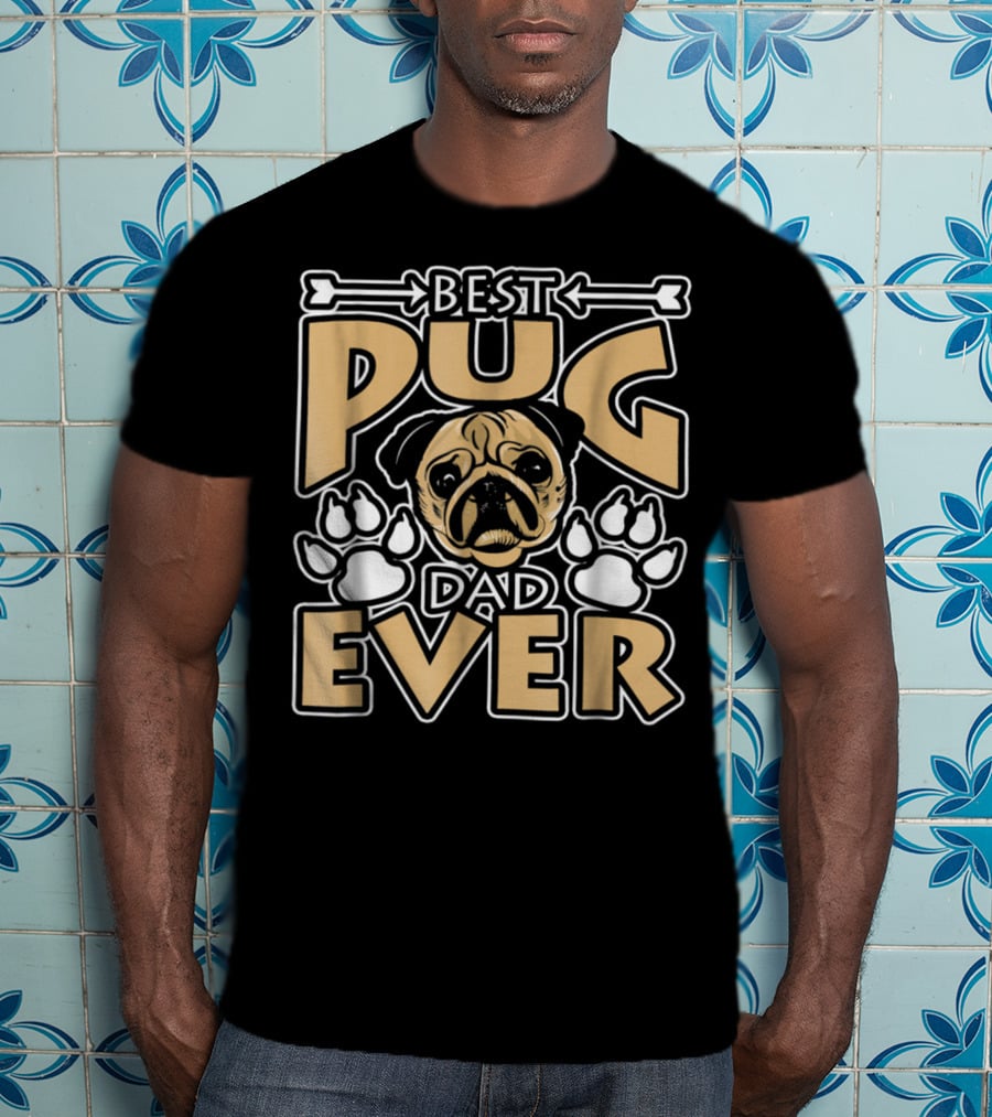 Best Pug Dad Ever With Paw Prints And Dog Bone Elements T-Shirt