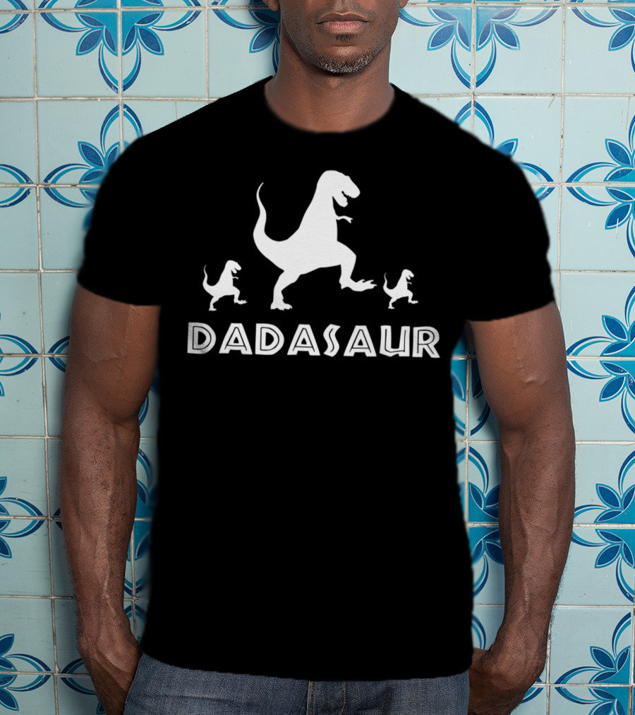 Dadasaur Funny Dinosaur Walking Silhouette With Baby Dinosaurs 29 T-Shirt