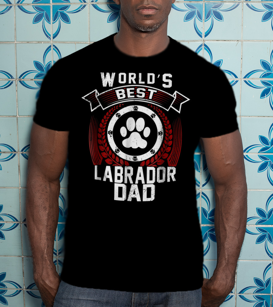World's Best Labrador Dad Dog Lover Paw Prints T-Shirt