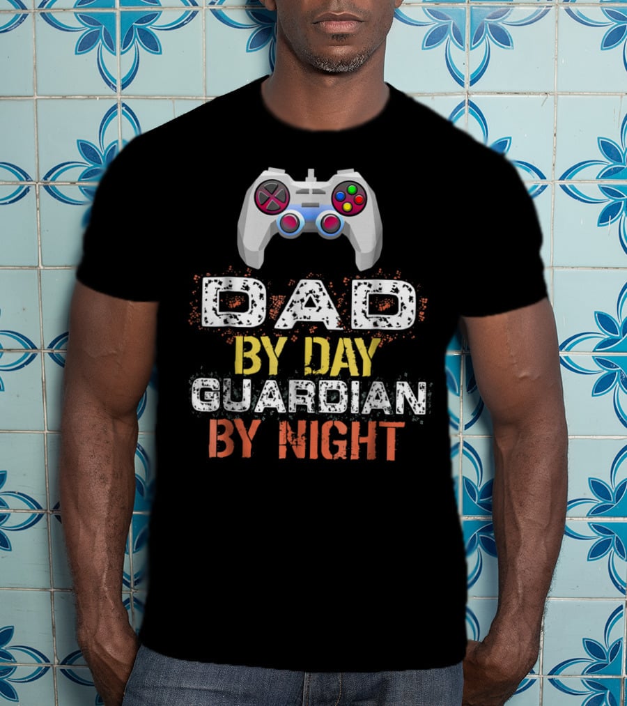Dad By Day Guardian By Night Video Game Controller T-Shirt