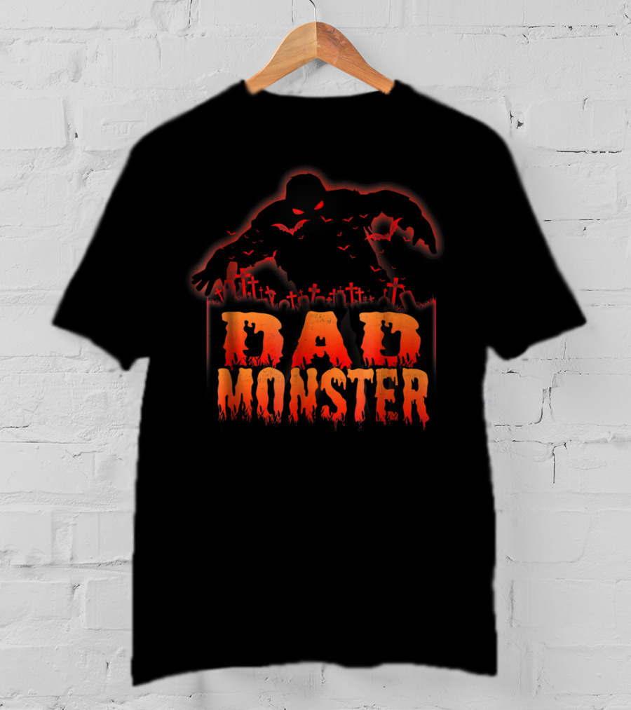Dad Monster Halloween Graveyard Silhouette Spooky 98 T-Shirt