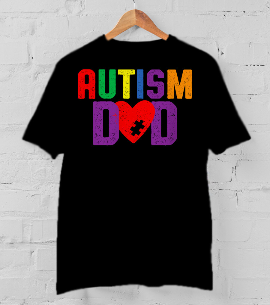 Autism Dad Heart Puzzle Piece Awareness 94 T-Shirt
