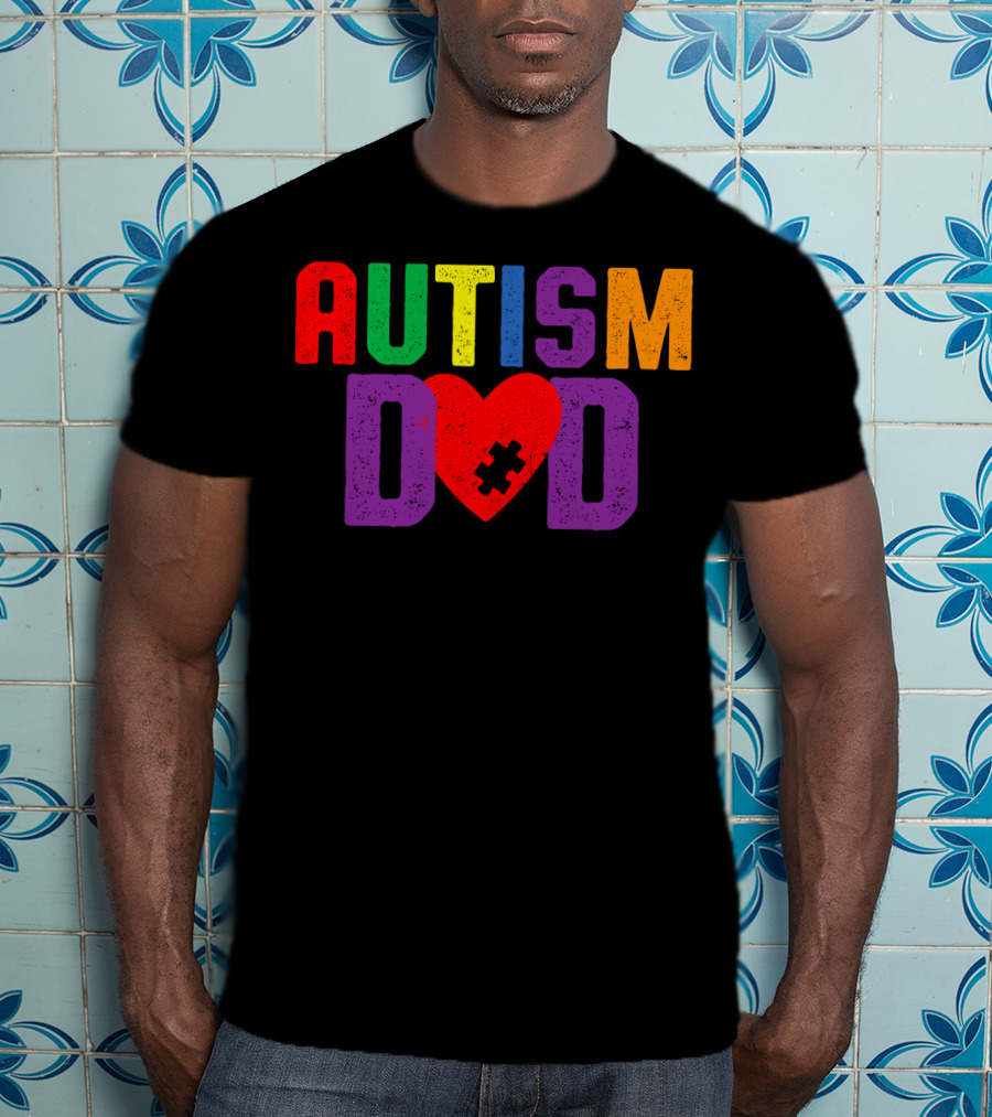 Autism Dad Heart Puzzle Piece Awareness 94 T-Shirt