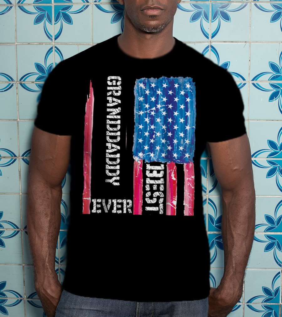 Grandaddy Best Ever Distressed American Flag T-Shirt