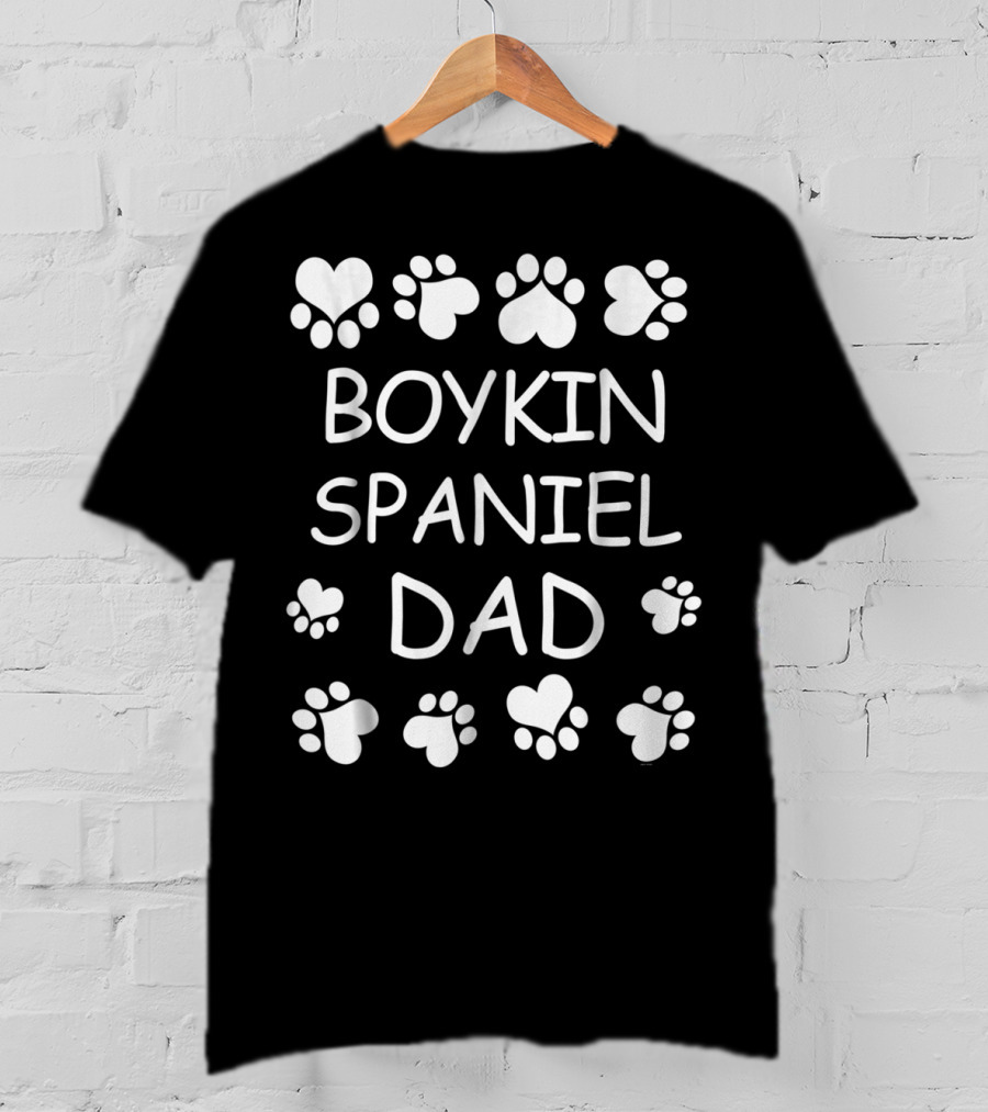 Boykin Spaniel Dad Paw Print Heart Lover Christmas Birthday T-Shirt