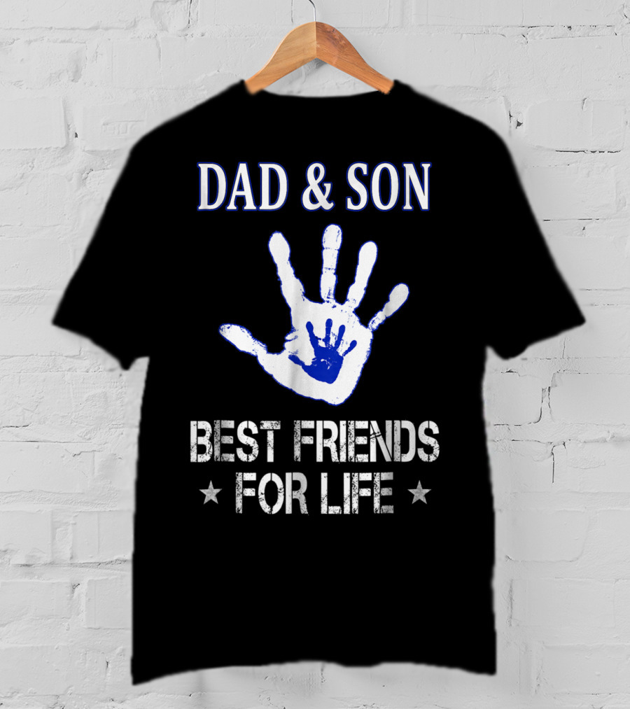 Dad And Son Best Friends For Life Handprint T-Shirt