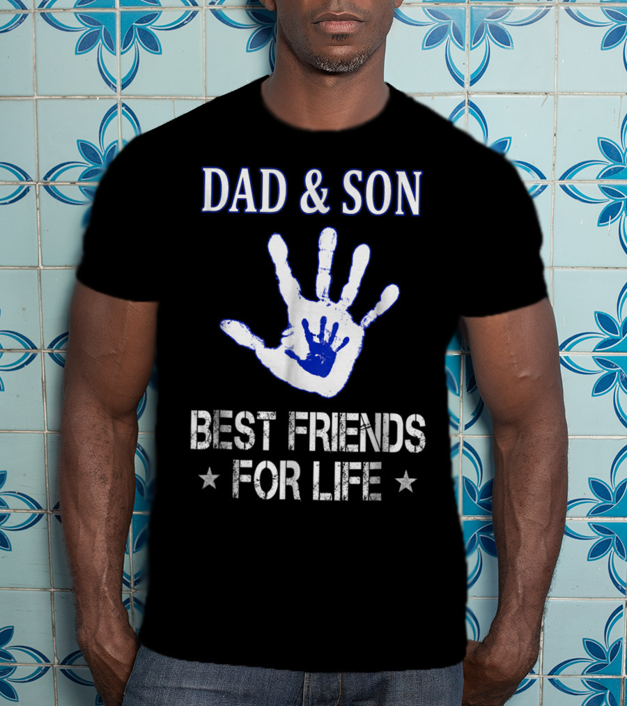 Dad And Son Best Friends For Life Handprint T-Shirt