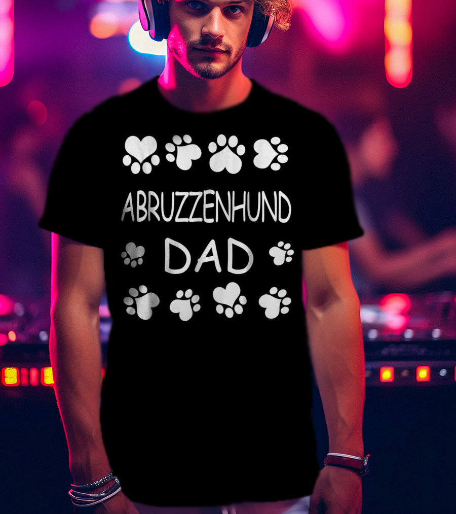 Abruzzenhund Dad Dog Lover Paw Print Heart T-Shirt