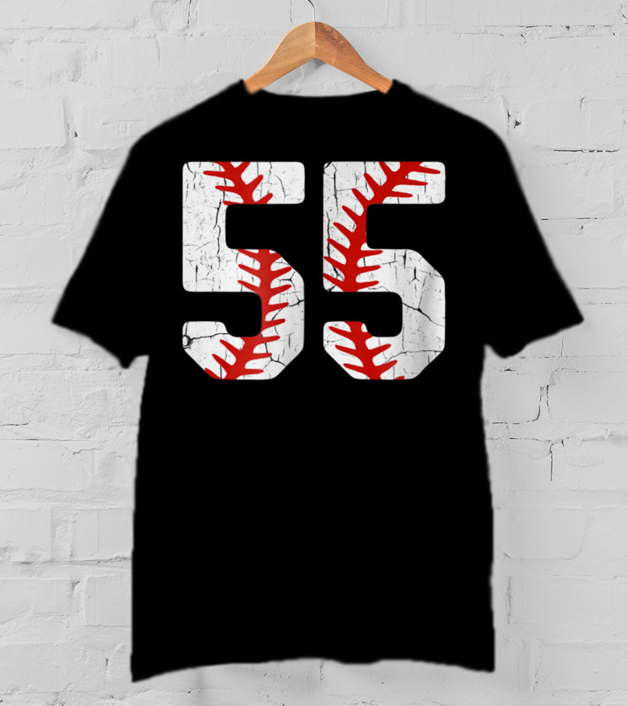 Baseball Player Jersey Number 55 Proud Baseball MOM DAD38 T-Shirt