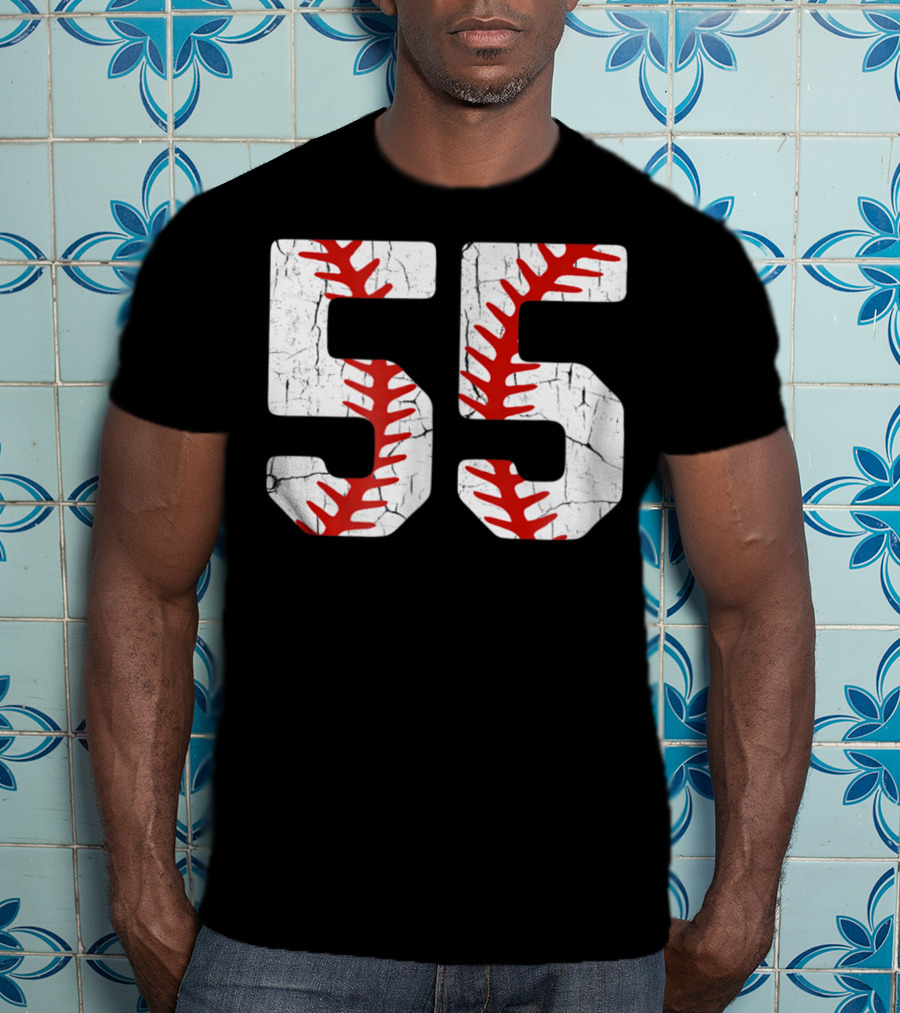 Baseball Player Jersey Number 55 Proud Baseball MOM DAD38 T-Shirt