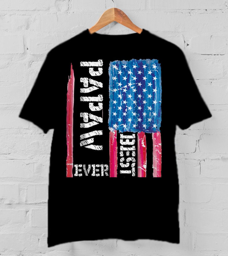 Best Papaw Ever Distressed American Flag Vertical Text And Stars T-Shirt