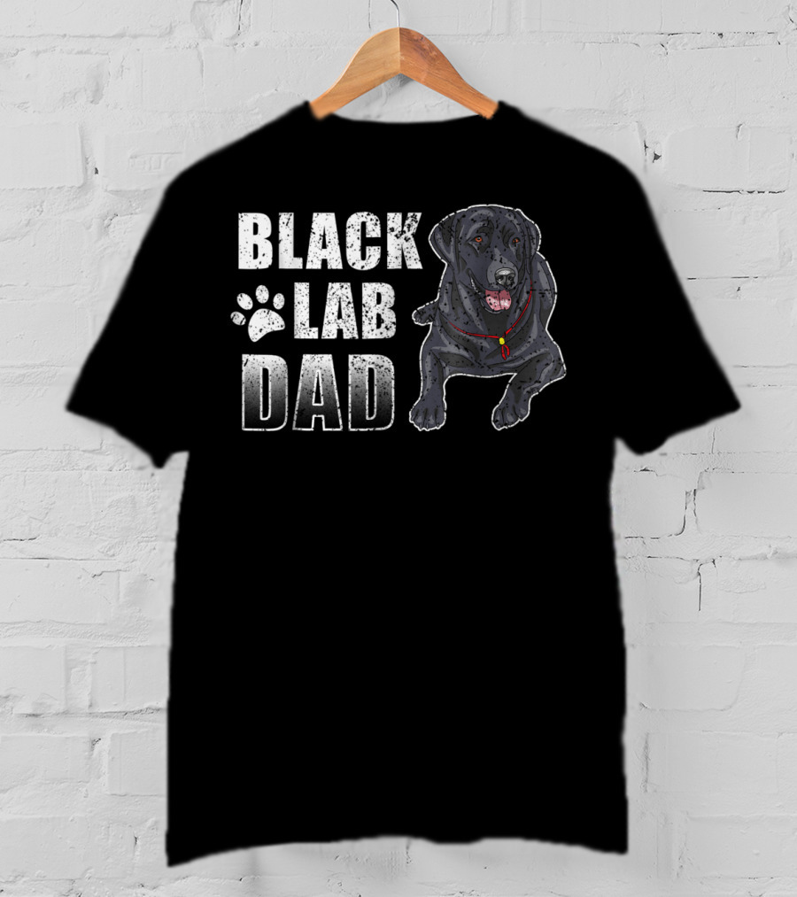 Black Lab Dad Dog Paw Print Graphic For T-Shirt
