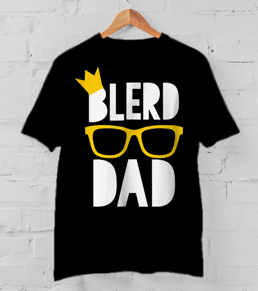 Blerd Dad Yellow Geeky Glasses Crown Black Nerd Dad T-Shirt