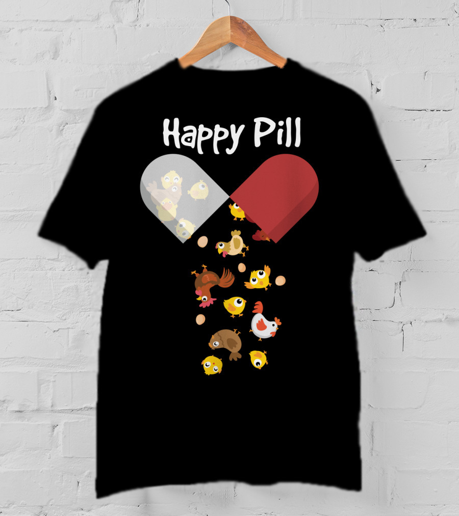 Happy Pill Chickens Capsule Fun T-Shirt