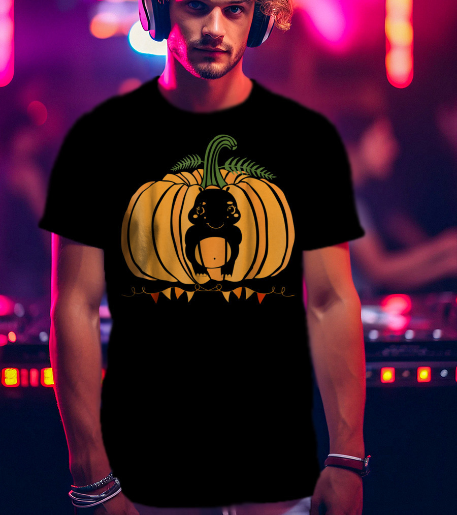 Cute Hippo Halloween Pumpkin Dad Mom81 Festive T-Shirt