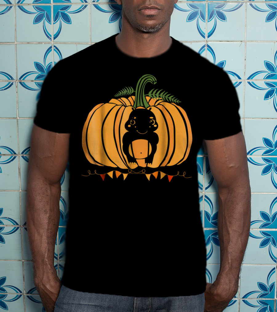 Cute Hippo Halloween Pumpkin Dad Mom81 Festive T-Shirt