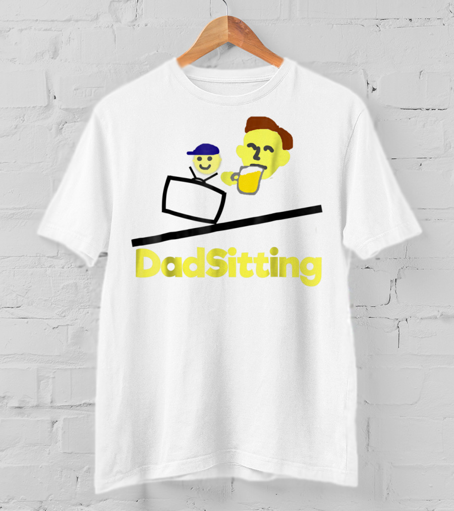DadSitting Dad Happy Humor With TV And Beer T-Shirt