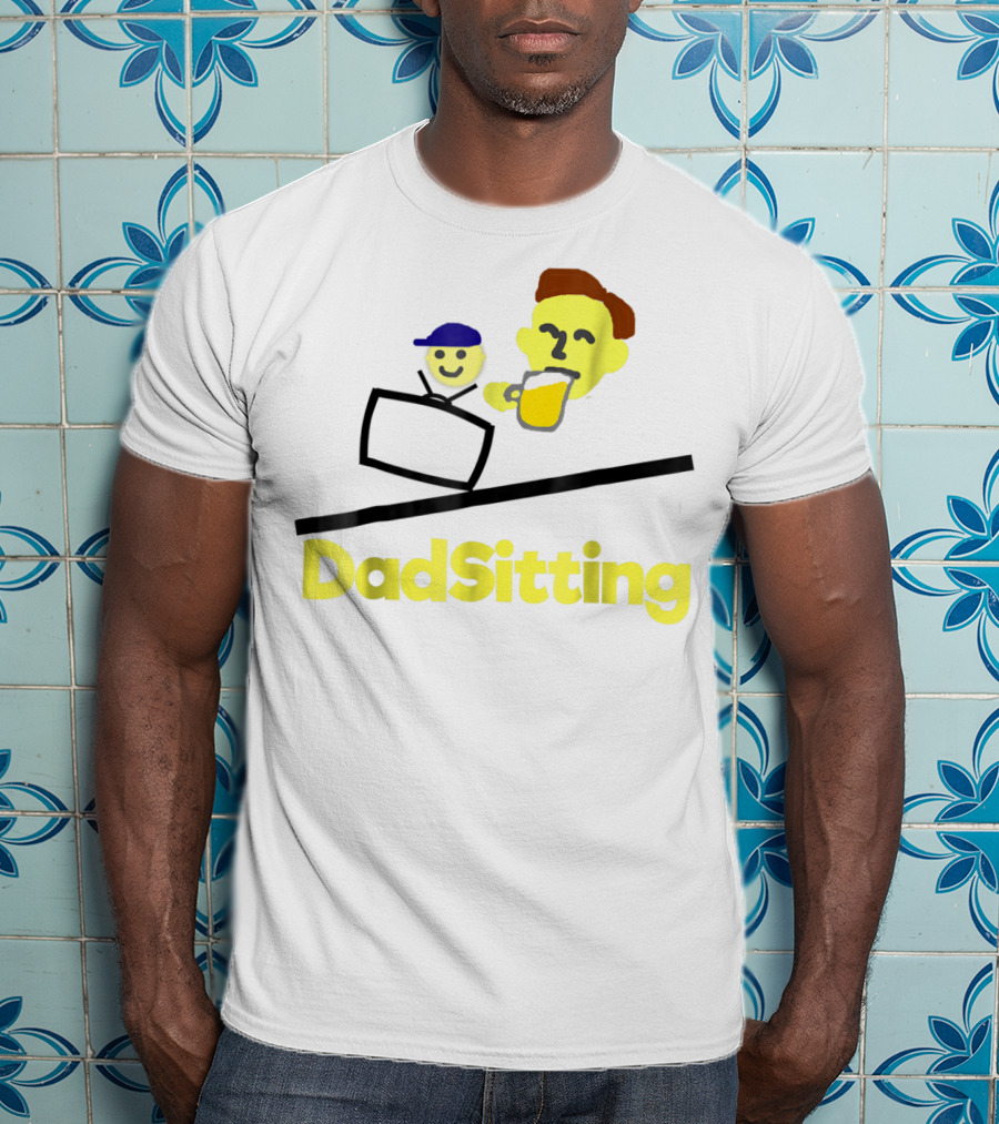 DadSitting Dad Happy Humor With TV And Beer T-Shirt
