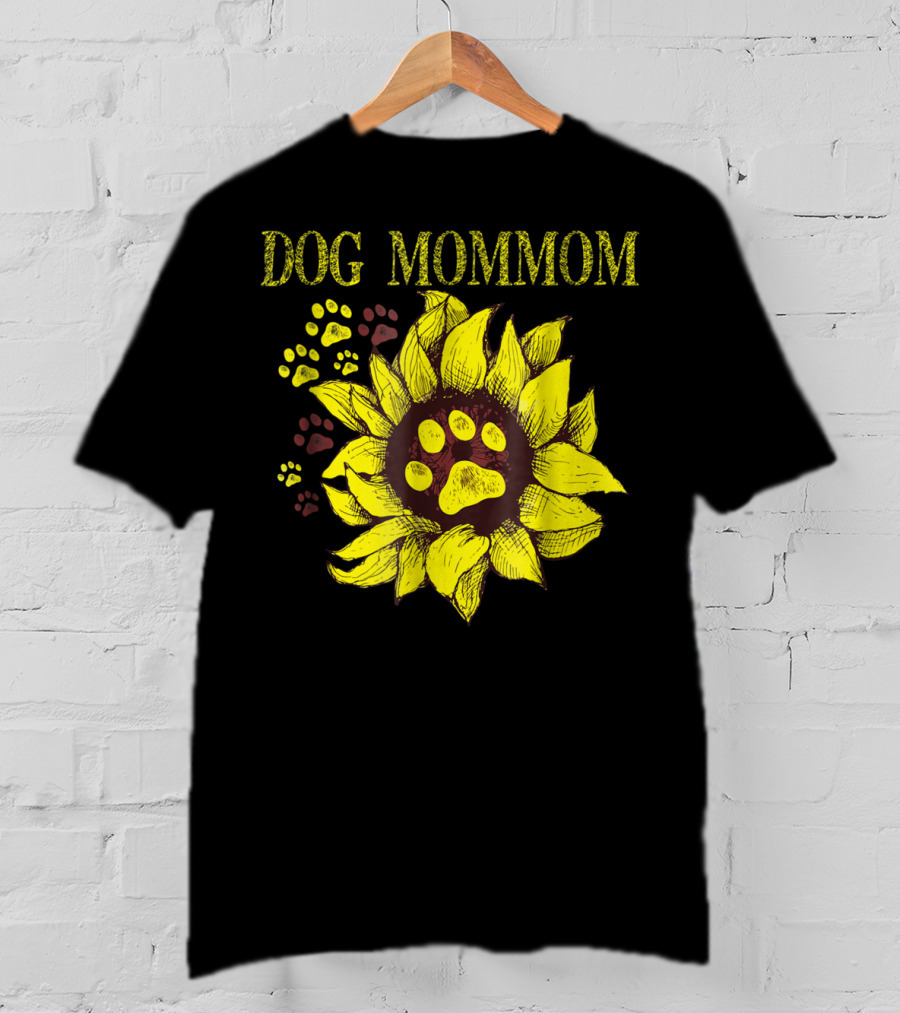 Dog Mommom Sunflower Paw Prints T-Shirt