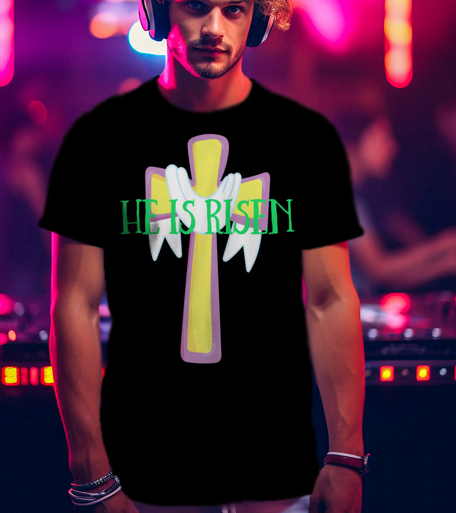 Easter He Is Risen Christian Cross Jesus Pastor Dad51 T-Shirt